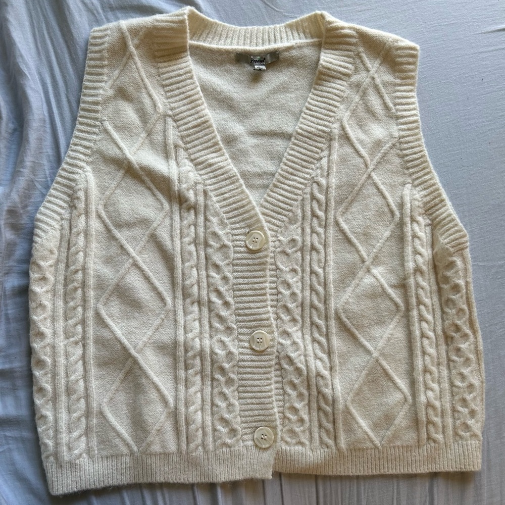 Cream sweater vest, v neck sweater
